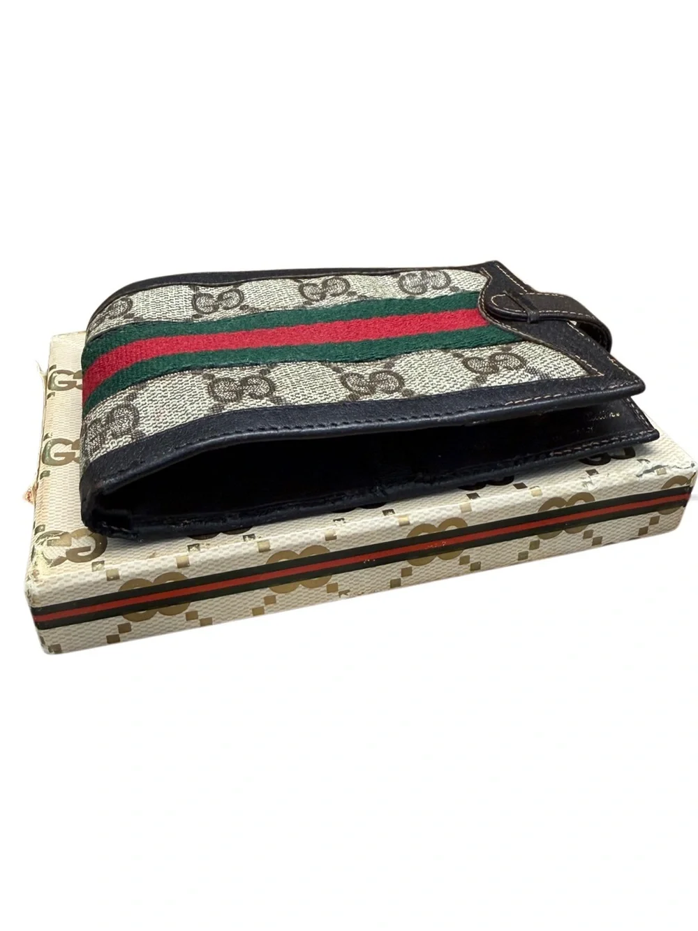 Vintage Gucci Accessory Collection GG Supreme Web Stripe Bifold Wallet Italy